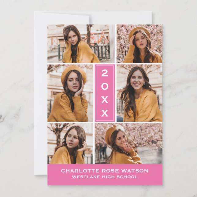 INVITATION SIMPLEMENT CHIC PHOTO COLLAGE GRADUATION INVITATIO (Devant)