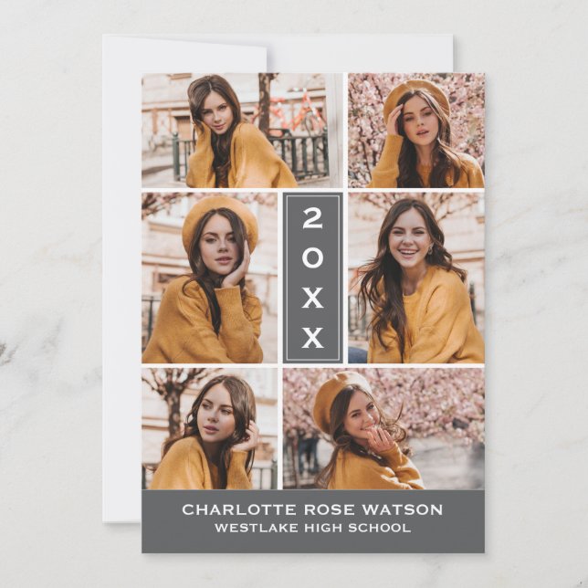 INVITATION SIMPLEMENT CHIC PHOTO COLLAGE GRADUATION INVITATIO (Devant)