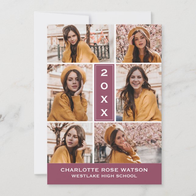 INVITATION SIMPLEMENT CHIC PHOTO COLLAGE GRADUATION INVITATIO (Devant)