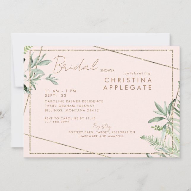 Invitation Simplement Divine Blush & Gold Elegant Fête des ma (Devant)