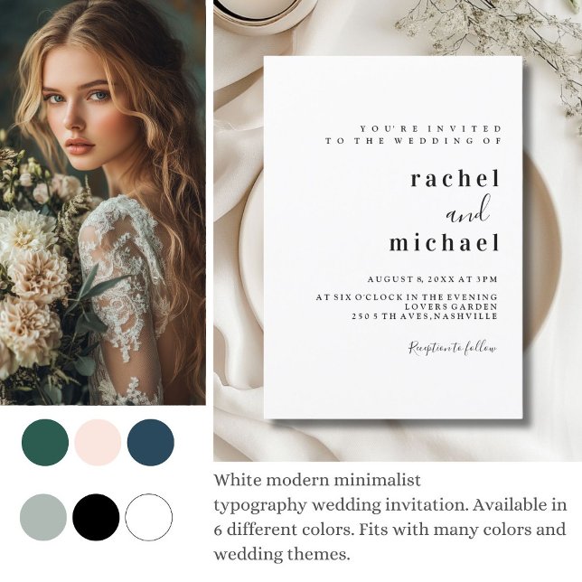 Invitation Simplement Élégant (Simple, elegant, white wedding invitation.)