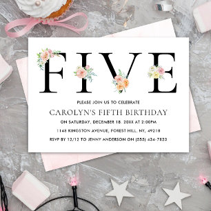 Invitation Simplement élégant Floral CINQ 5e anniversaire