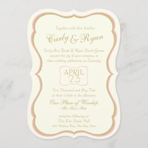 Invitation Simplement Elegant Gold et Pink Stripes