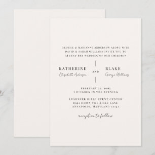 Invitation Simplement Mariage Moderne Champagne Clair