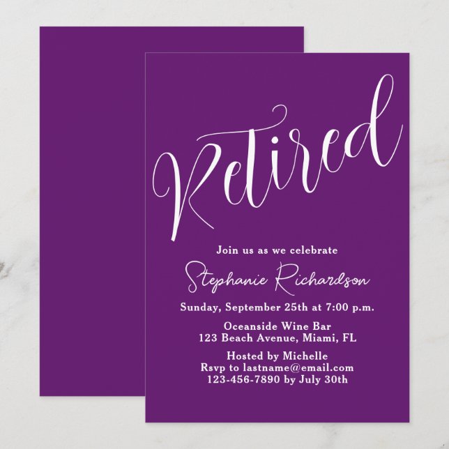 Invitation Simplement Moderne Automne Violet Retraite (Devant / Derrière)