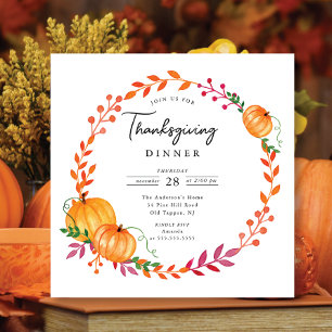 Invitation Simplement moderne Citrouille Wreath Thanksgiving