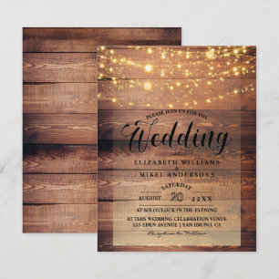 Invitation Simplement Russe Bois Naturel Lumières Chaîne mari