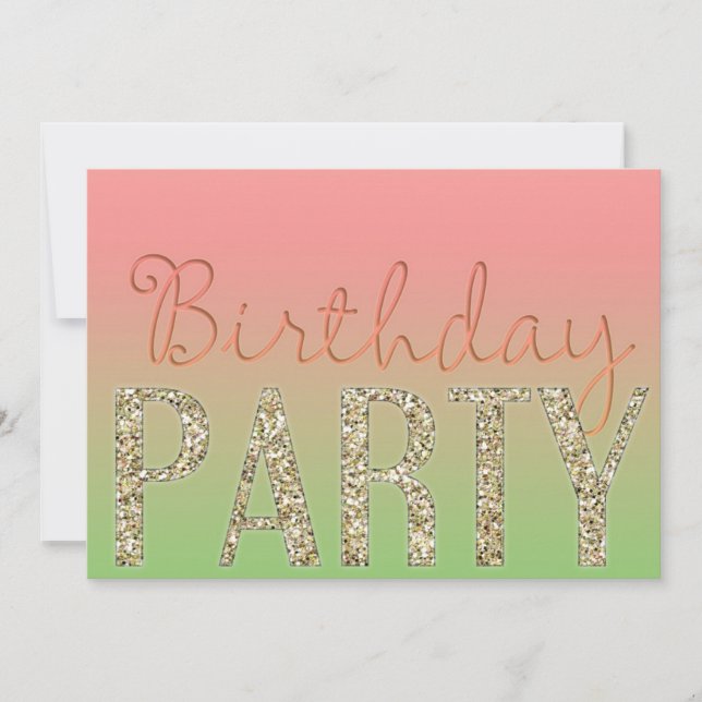 Invitation Simplement Sparkle Cute Girl Anniversaire Fête Inv (Devant)
