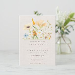 Invitation Simples Fleurs Sauvages Botaniques Mariage