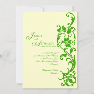 Invitation Simplicité Élégante DIY en Émeraude et Crème