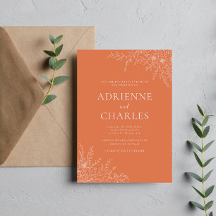 Invitation Simplicité Florale 1 Mariage Minimal Corail