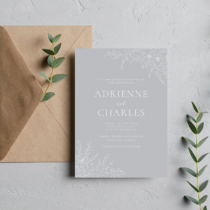 Invitation Simplicité Florale 1 Mariage Minimal Gris Sterling