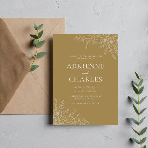 Invitation Simplicité Florale 1 Mariage Minimaliste Chêne Dor