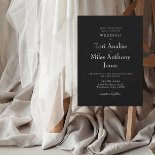 Invitation Simplicité moderne B/W avec Mariage