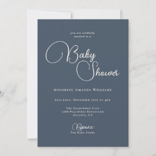 Invitation Simplicité moderne Baby shower bleu marine