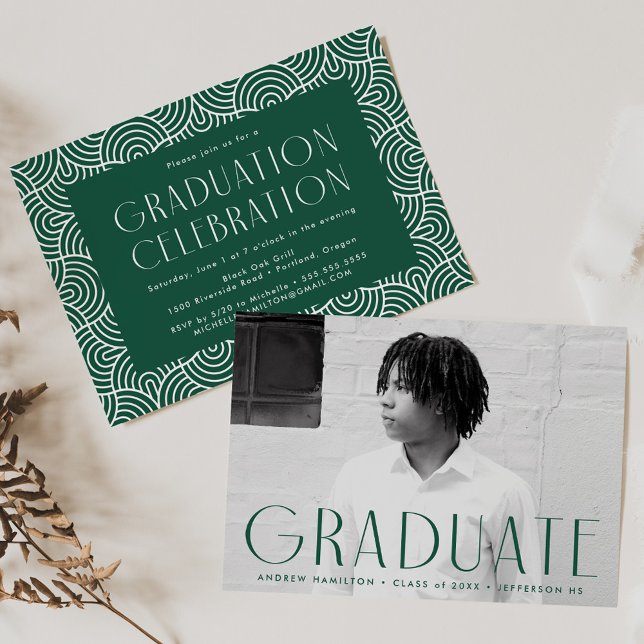 Invitation Simplicité moderne Green Photo Graduation Party (Créateur téléchargé)