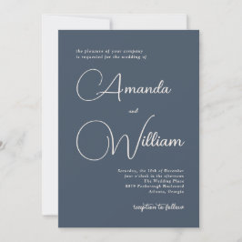 Invitation Simplicité moderne Mariage bleu marine