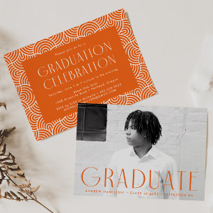 Invitation Simplicité moderne Orange Photo Graduation Party