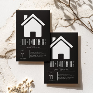 Invitation Simplistic Black & White House Party