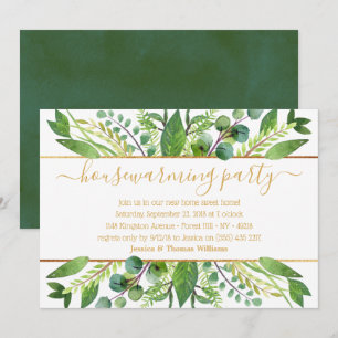 Invitation Simply Chic Green & Gold House Party