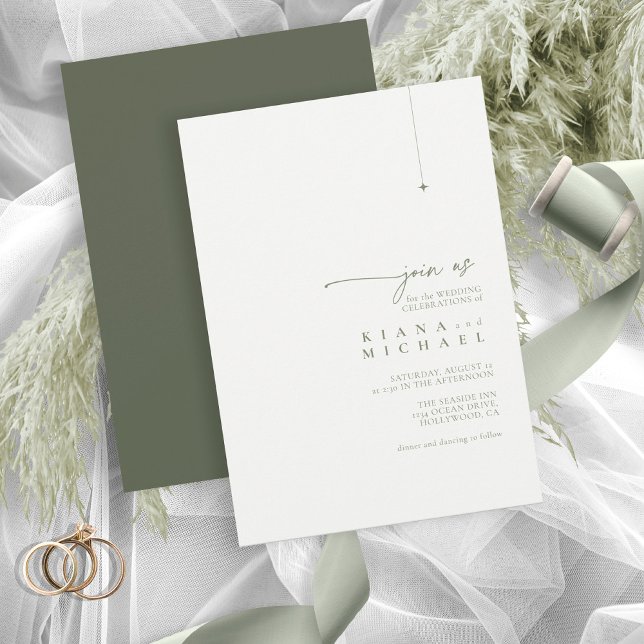 Invitation Simply Chic Mariage Pearl/Moss Green ID1046 (Créateur téléchargé)