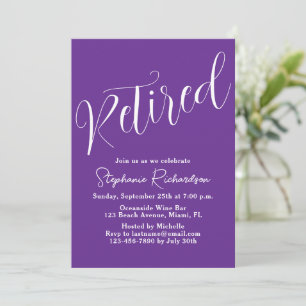 Invitation Simply Modern Script Violet Foncé Retraite