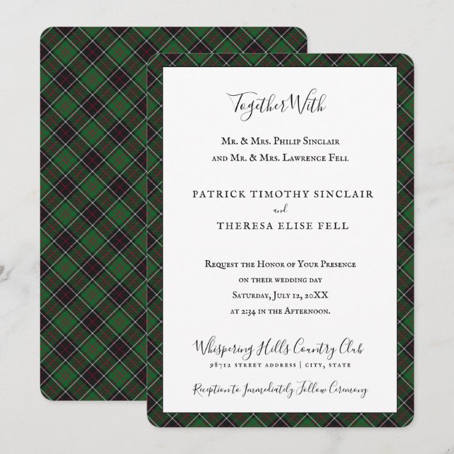 Invitation Sinclair Clan Tartan Scottish Plaid (Devant / Derrière)