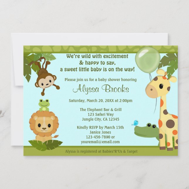 Invitation Singe animal d'invitation de baby shower de PARTIE (Devant)