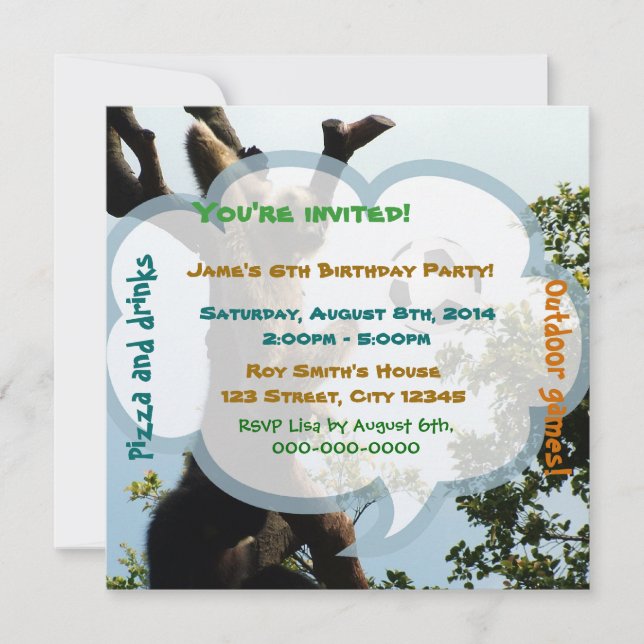 Invitation Singe et balle, fête d'anniversaire amusante (Devant)