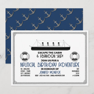Invitation Sinking Ship Theme Escape Room, fête d'anniversair