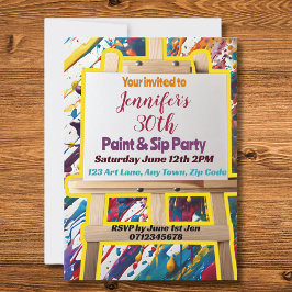 Invitation Sip and Paint fête art peinture fête fête de la fê