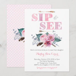 Invitation Sip and See Meet New Baby Girl Party
