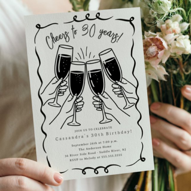 Invitation Sip & Celebrate : 30 ans Anniversaire (Créateur téléchargé)