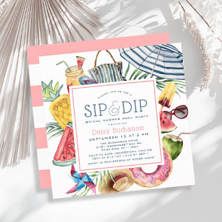 Invitation Sip & Dip Pool Party Umbrella Bridal Shower