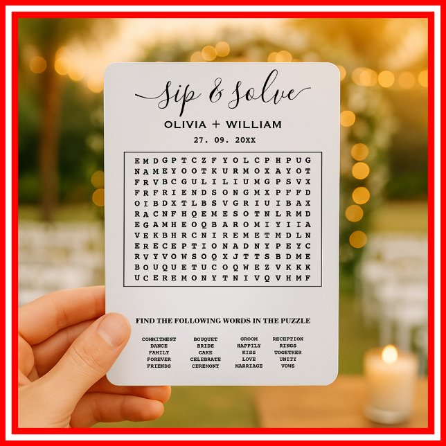 Invitation Sip et recherche Mariage Word personnalisé Puzzle  (Créateur téléchargé)