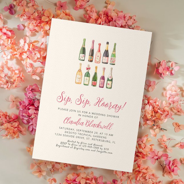 Invitation Sip Hooray Fête des mariées Bouteilles Champagne (Créateur téléchargé)