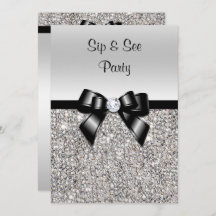 Sip & See Party Silver Sequits Black Bow