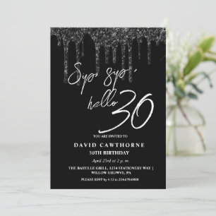 Invitation Sip, sip Bonjour 30ème Black Parties scintillant f