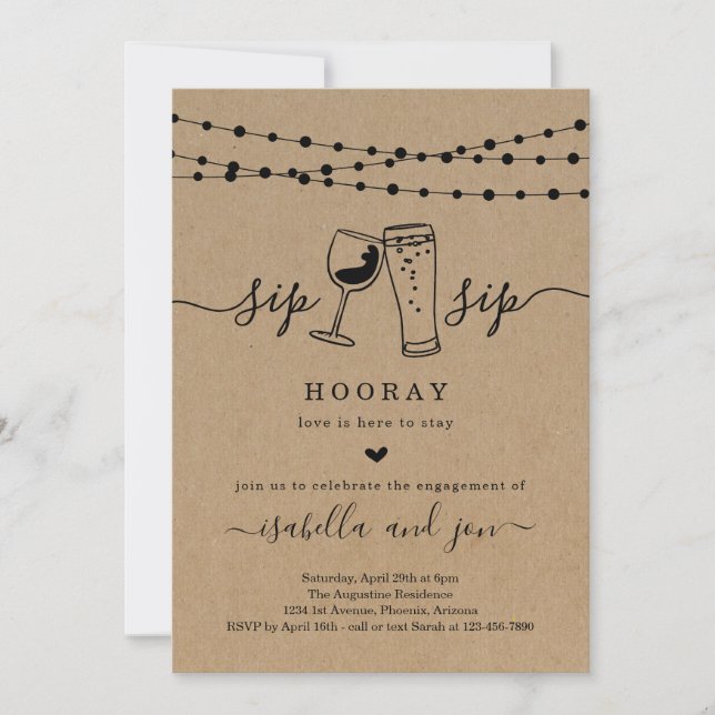Invitation Sip Sip Hooray (Devant)