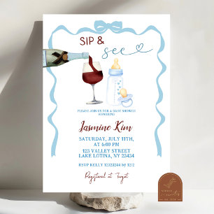 Invitation Sip Whimsical et voir le Baby shower Blue Boy