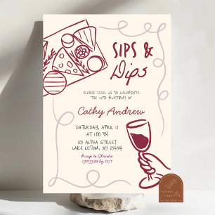 Invitation Sips et trempettes fêté d'anniversaire