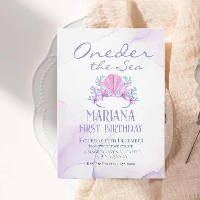 Invitation Sirène 1er Anniversaire Fête ONE der La Sirène de  (Créateur téléchargé)