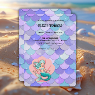 Invitation Sirène de Parties scintillant pourpre sous le Baby