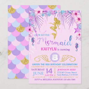 Invitation Sirène d'étincelle sous l'anniversaire de mer
