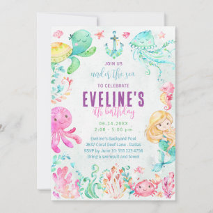 Invitation Sirène et Amis sous l'Océan