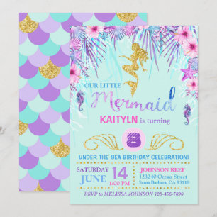 Invitation Sirène étincelante sous la mer Anniversaire