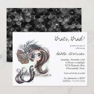 Invitation Sirène gothique   Cool Dark Rebel Graduation Invit