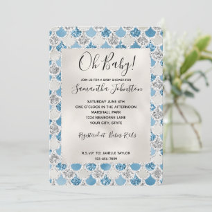 Invitation Sirène Pailletée Turquoise Perle Argentée