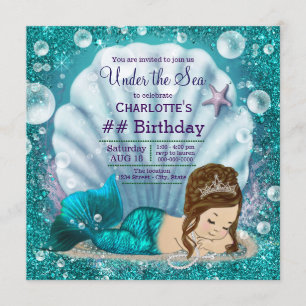 Invitation Sirène sous la fête d'anniversaire de la mer