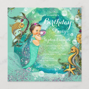 Invitation Sirène sous la fête d'anniversaire de la mer
